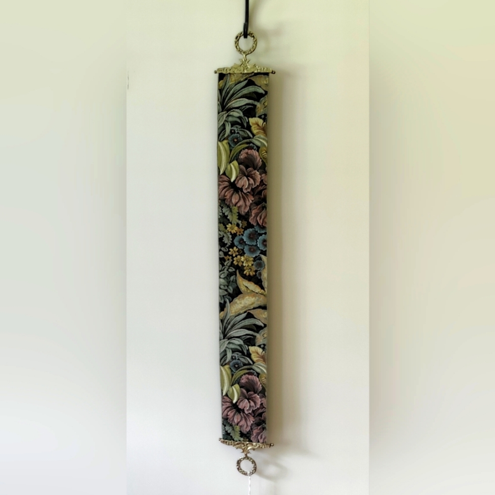 Antique Floral Needlepoint Tapestry  Bell Pull